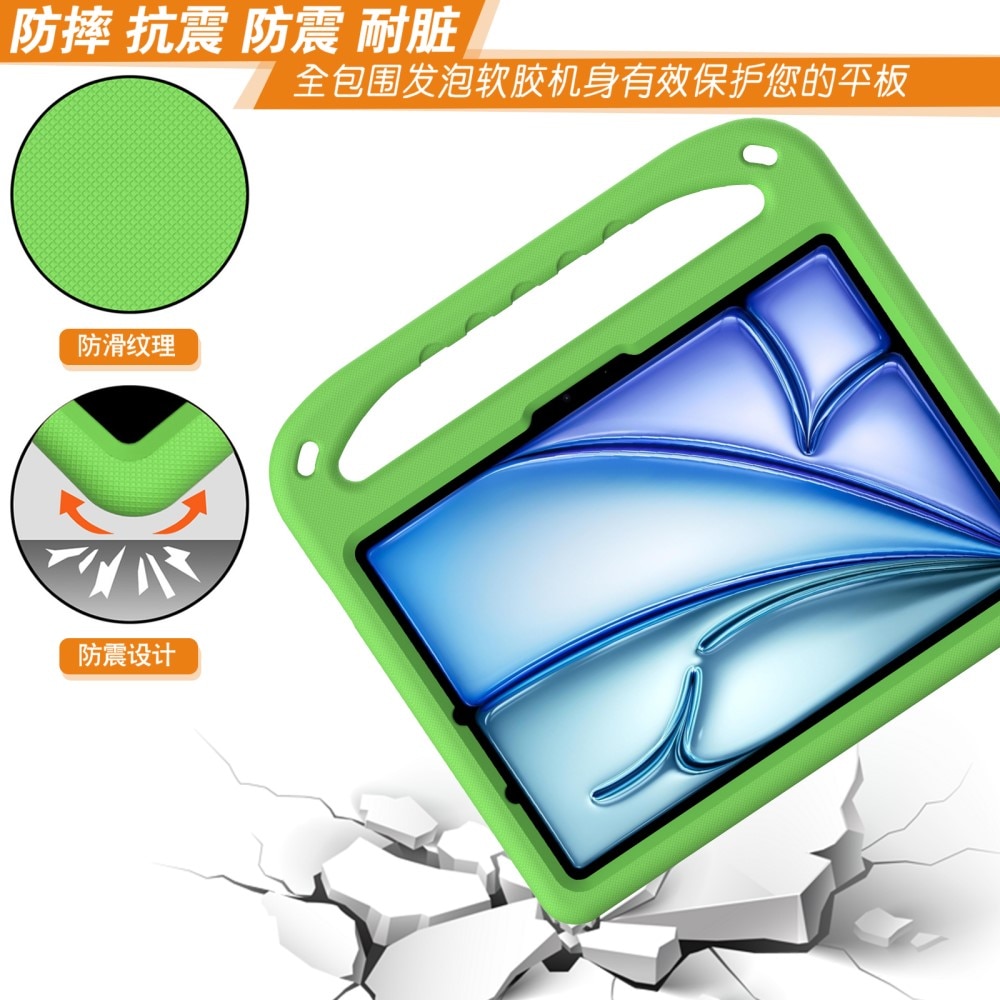 Coque EVA avec poignée pour enfants pour iPad Air 11 6th Gen (2024), vert