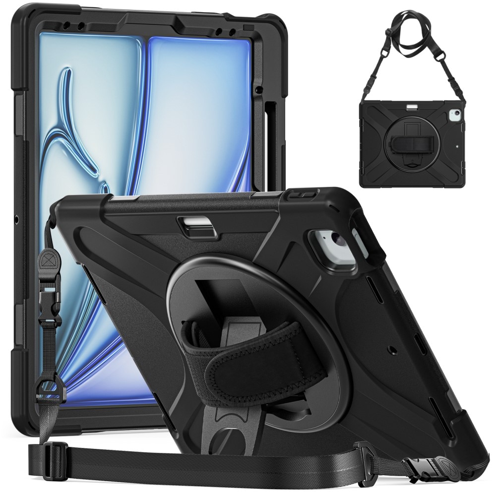 Coque hybride antichoc avec bandoulière iPad Air 13 (2024), noir