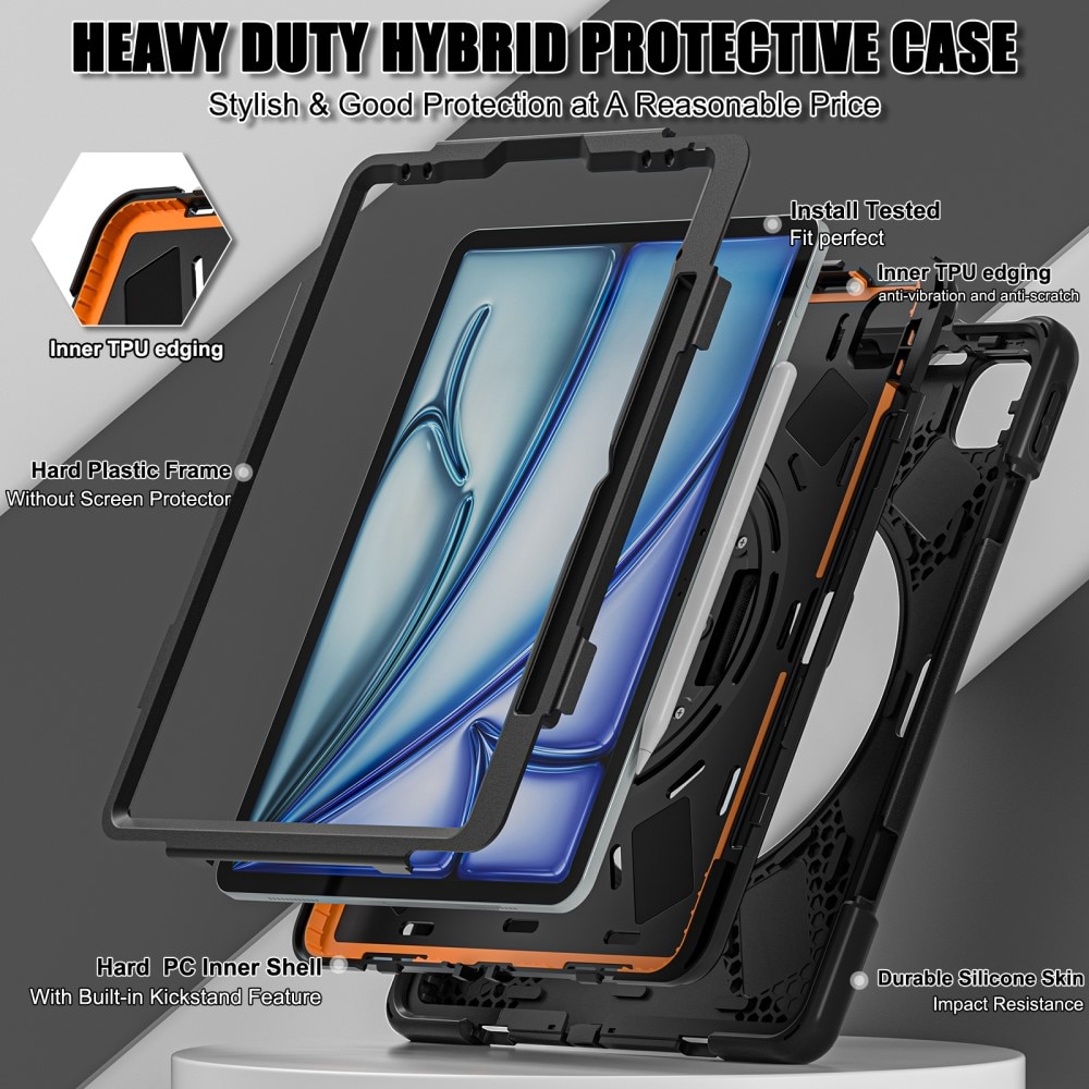 Coque hybride antichoc avec bandoulière iPad Air 13 (2024), noir