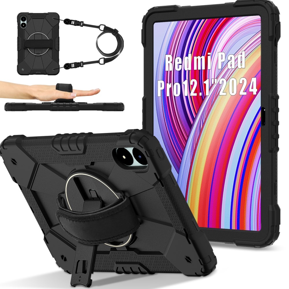 Coque hybride antichoc avec bandoulière Xiaomi Redmi Pad Pro, noir