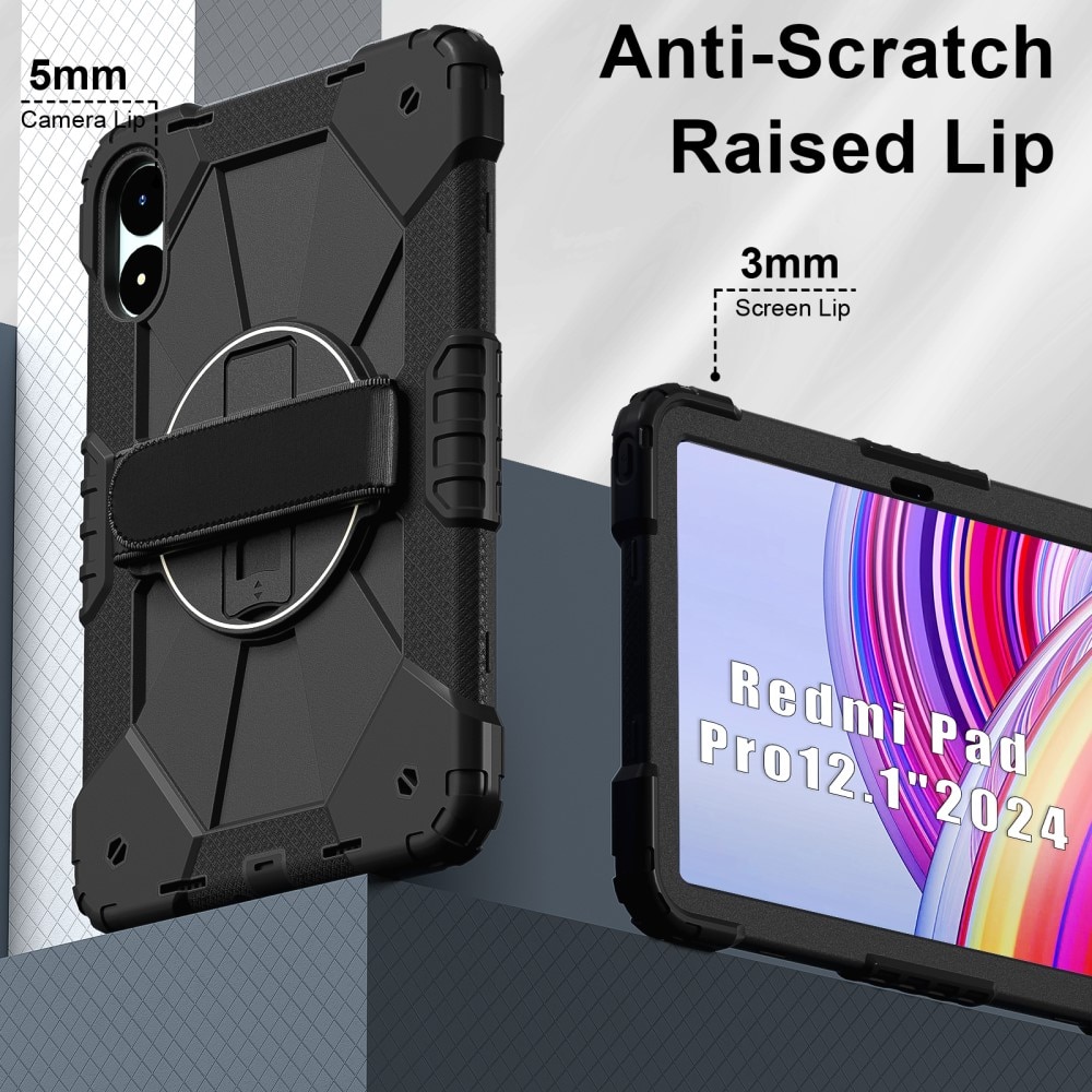 Coque hybride antichoc avec bandoulière Xiaomi Redmi Pad Pro, noir