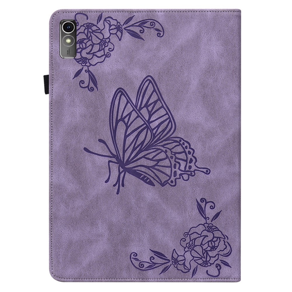 Étui en cuir avec papillons Lenovo Tab M10 5G, violet