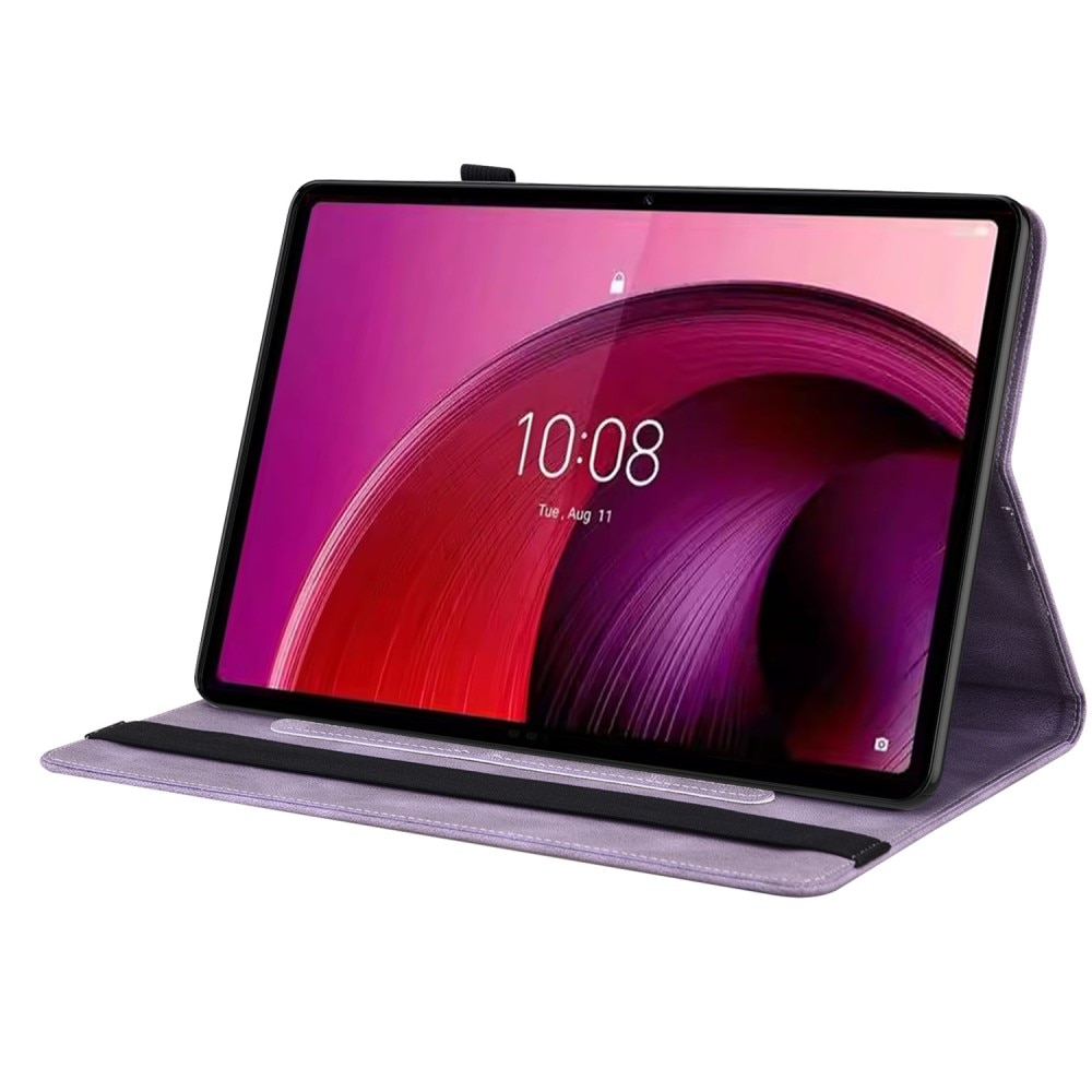 Étui en cuir avec papillons Lenovo Tab M10 5G, violet