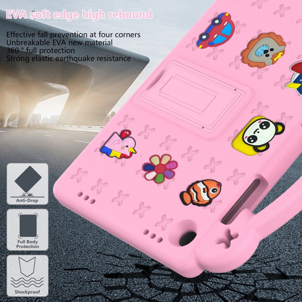 Kickstand Coque antichoc pour enfants Samsung Galaxy Tab A9 Plus, rose