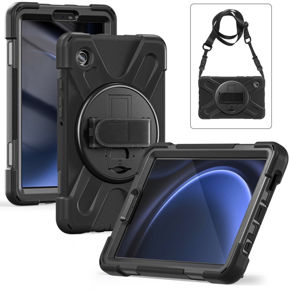 Coque hybride antichoc avec bandoulière Samsung Galaxy Tab A9, noir