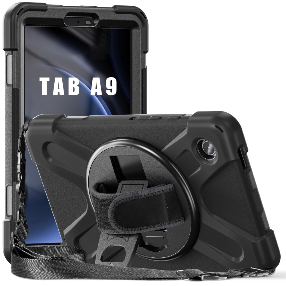 Coque hybride antichoc avec bandoulière Samsung Galaxy Tab A9, noir