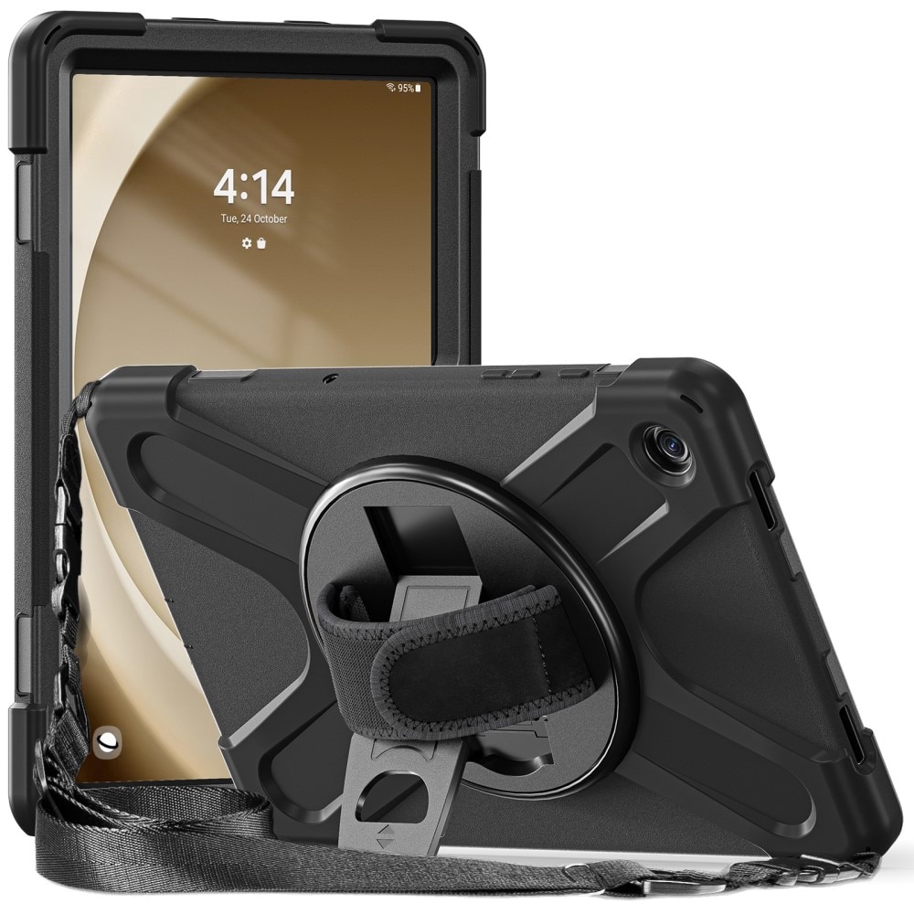 Coque hybride antichoc avec bandoulière Samsung Galaxy Tab A9 Plus, noir