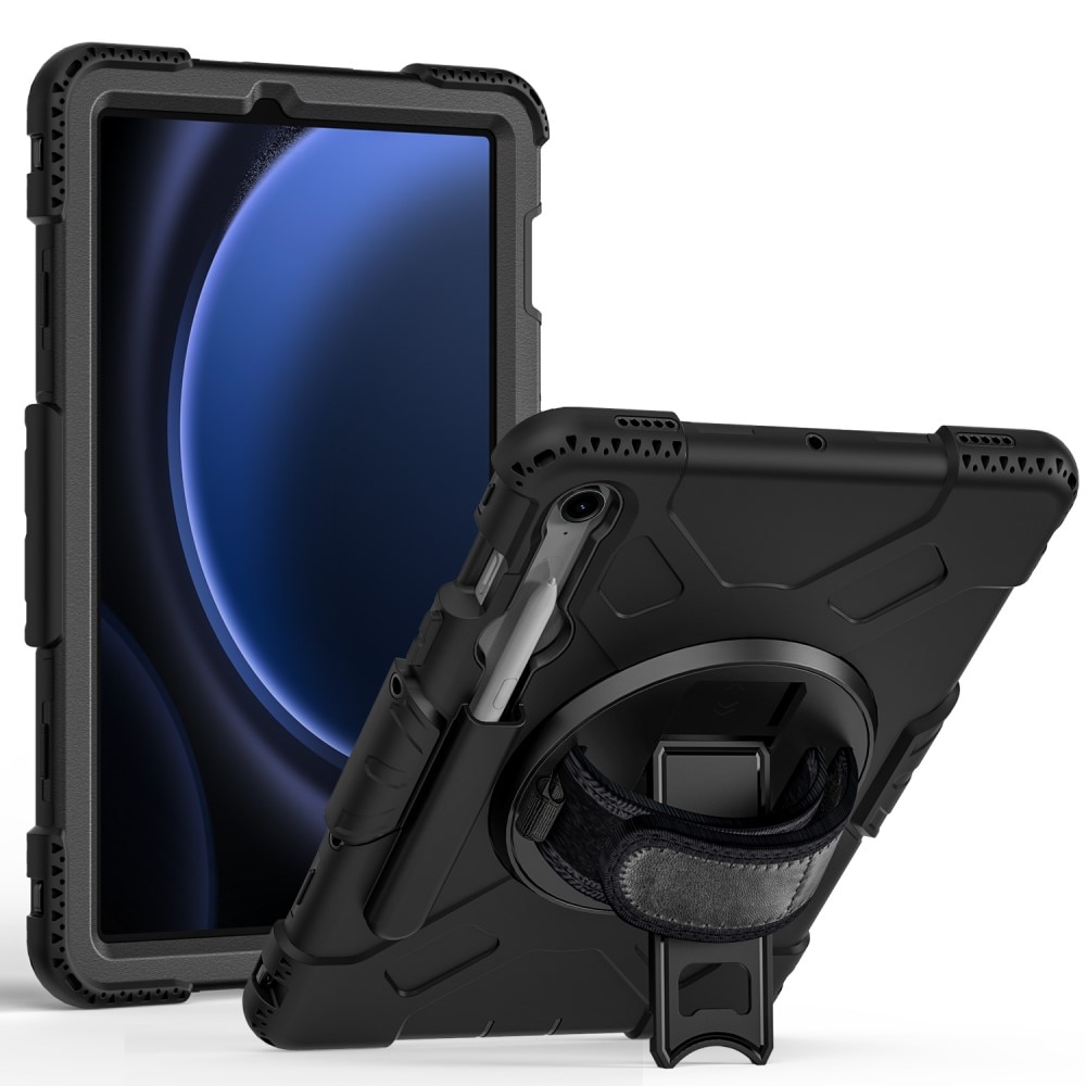 Coque hybride antichoc avec bandoulière Samsung Galaxy Tab S9, noir