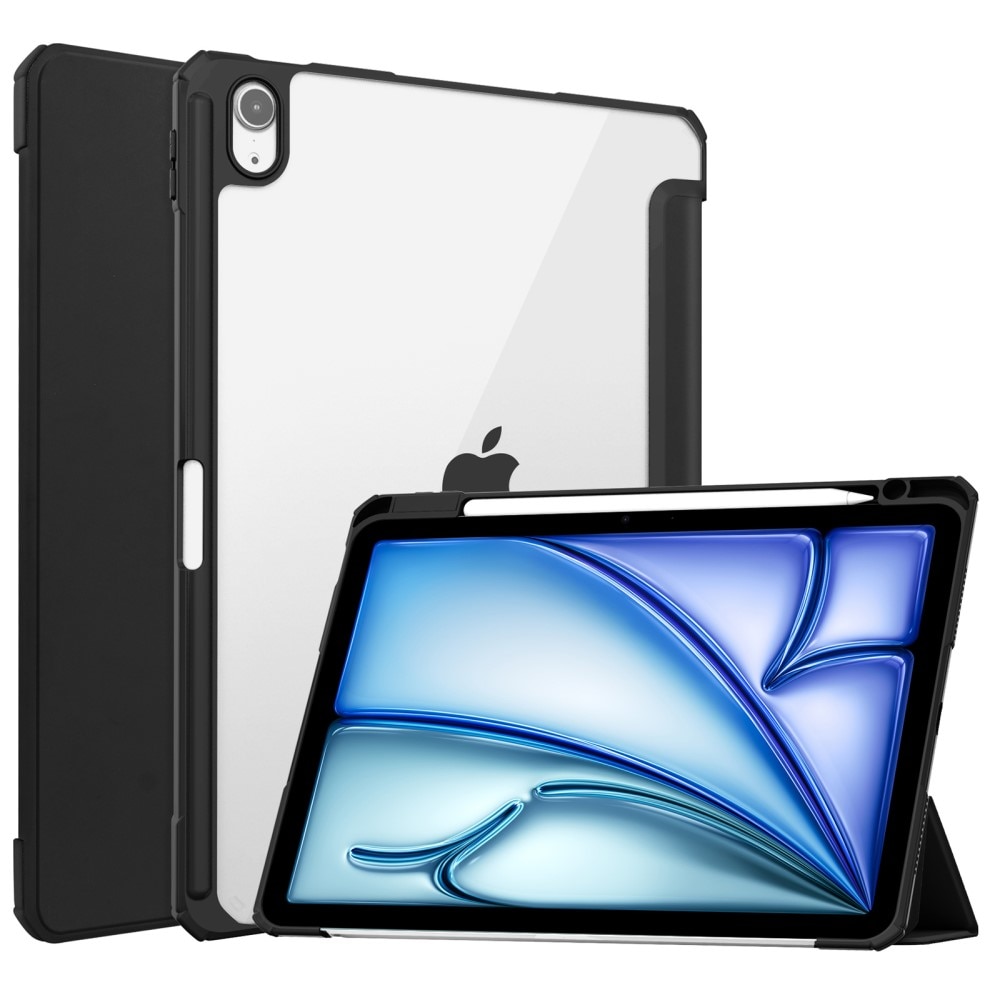 Étui Tri-Fold avec porte-stylo iPad Air 11 6th Gen (2024) noir/transparent