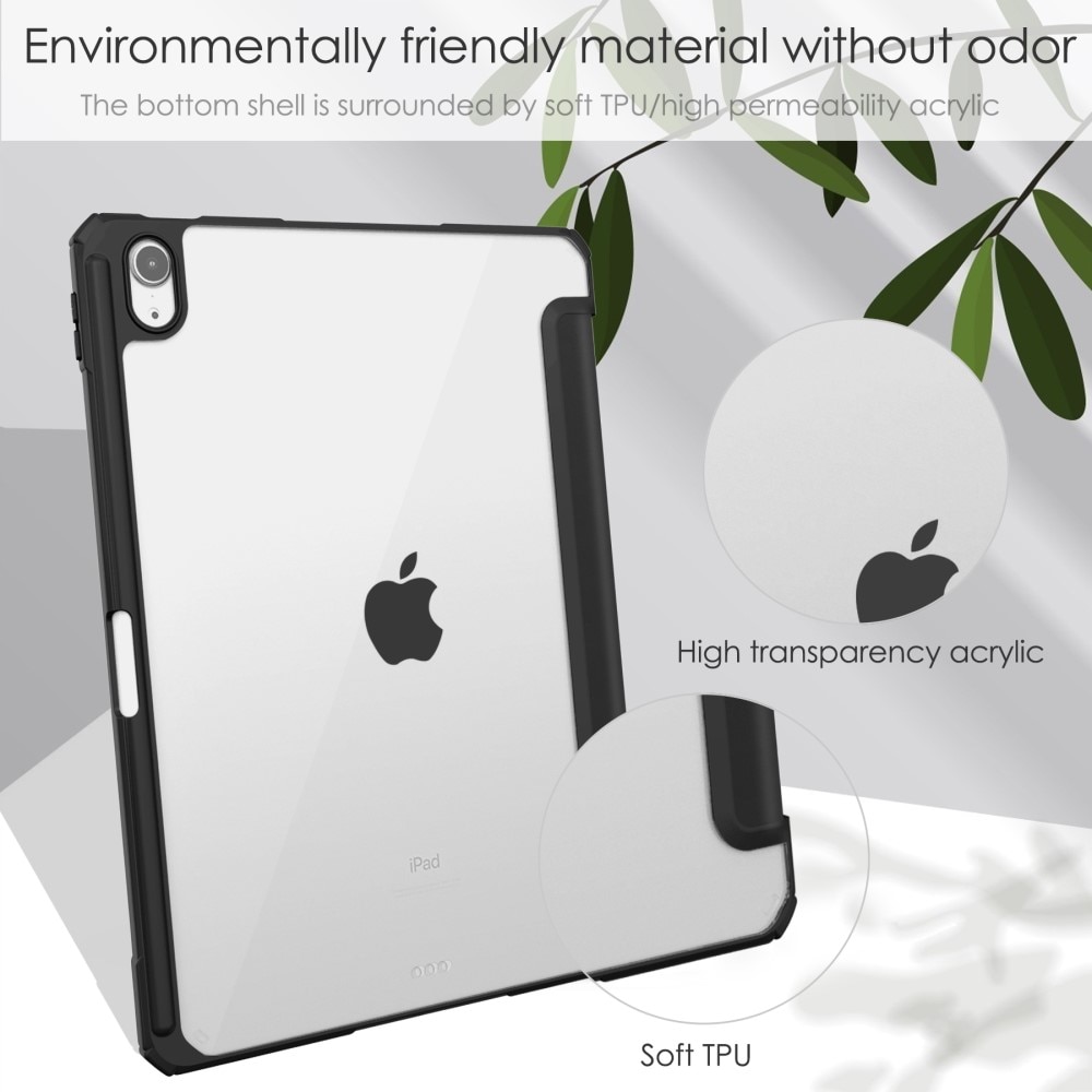 Étui Tri-Fold avec porte-stylo iPad Air 11 6th Gen (2024) noir/transparent