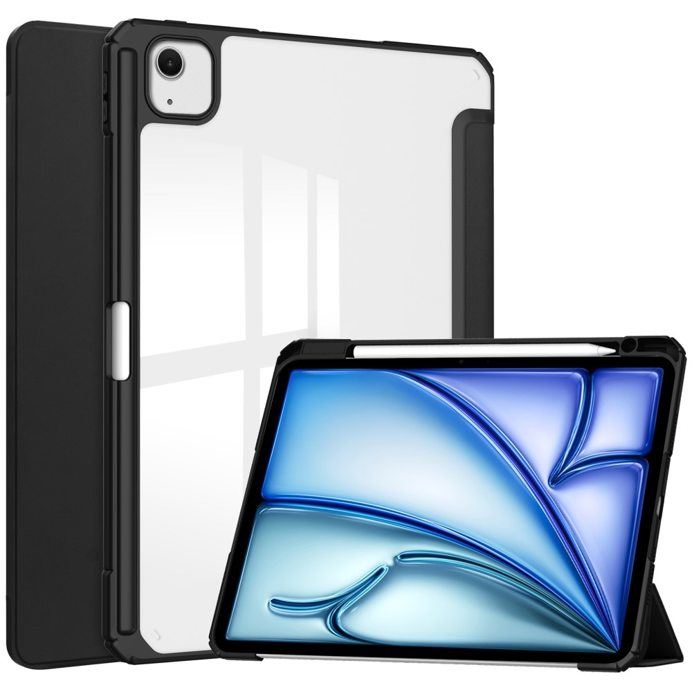 Étui Tri-Fold avec porte-stylo iPad Air 13 (2024) noir/transparent