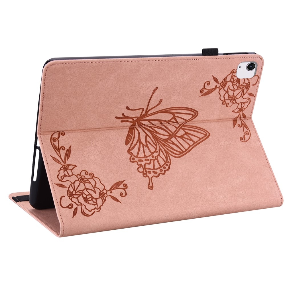 Étui en cuir avec papillons iPad Air 11 6th Gen (2024), rose