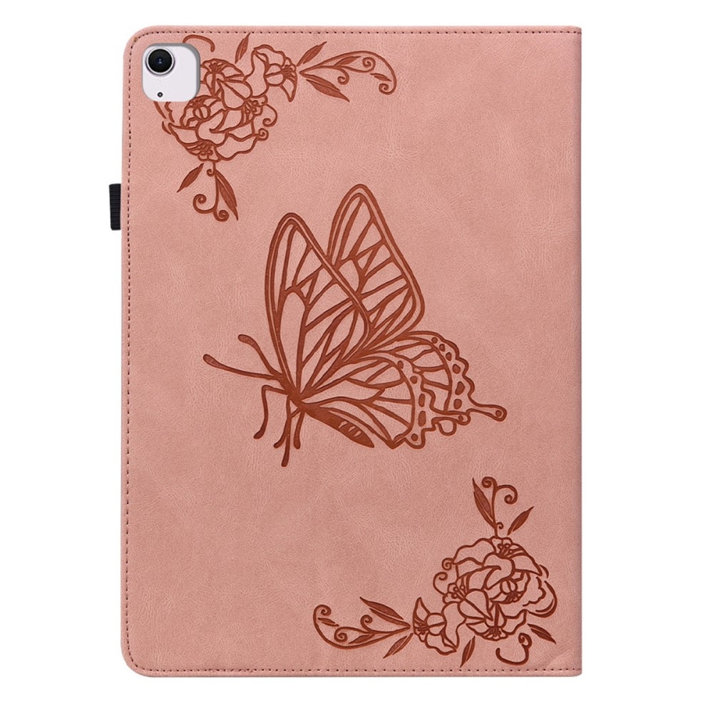 Étui en cuir avec papillons iPad Air 11 6th Gen (2024), rose