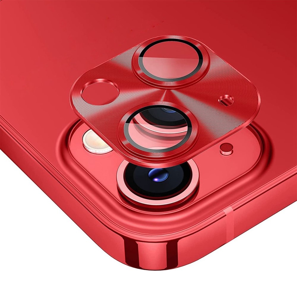 Caméra Protecteur Verre trempé Aluminium iPhone 14 Plus, rouge