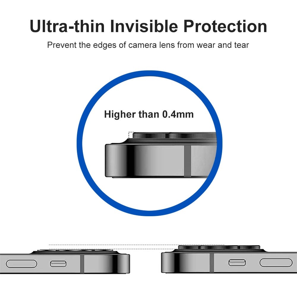 Protecteur d'objectif aluminium verre trempé iPhone 14 Pro Max, bleu