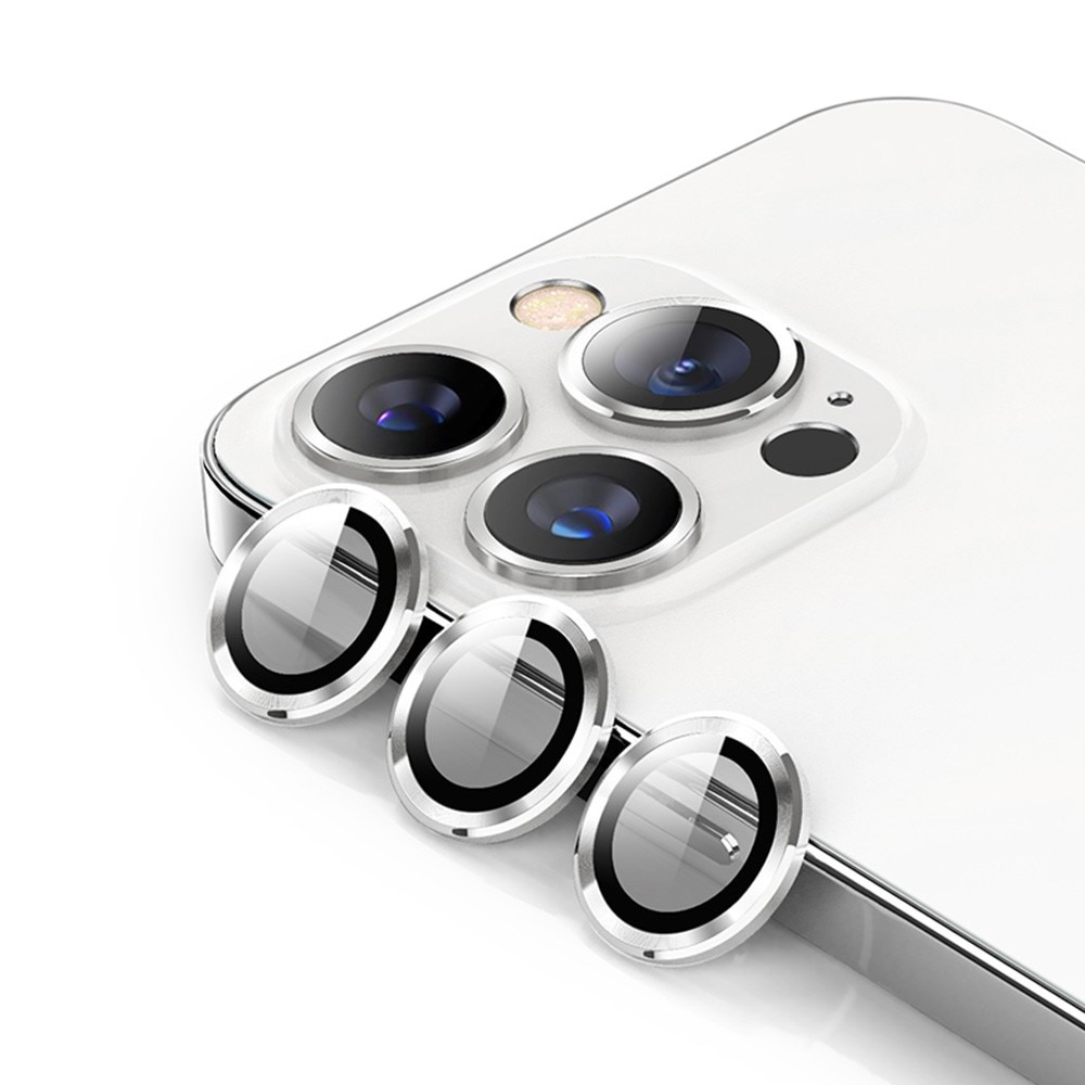 Protecteur d'objectif aluminium verre trempé iPhone 14 Pro Max, argent