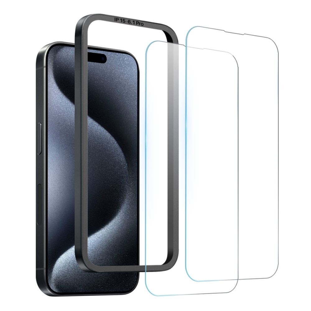 Protecteur d'écran en verre trempé iPhone 15 Pro (2 pièces)