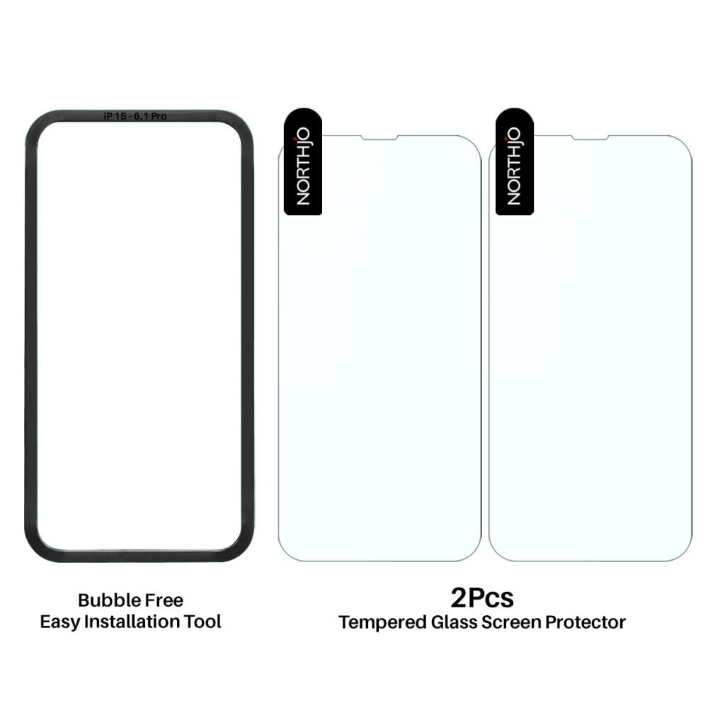 Protecteur d'écran en verre trempé iPhone 15 Pro (2 pièces)