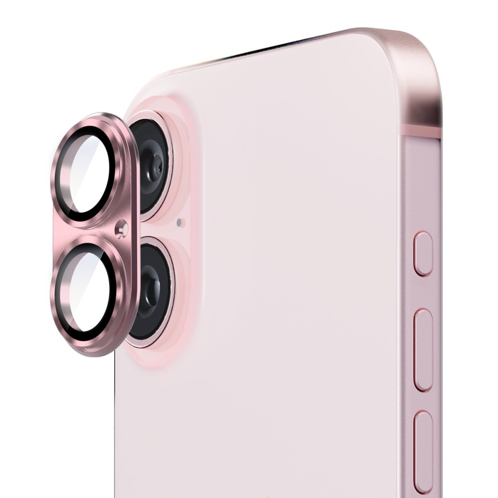 Caméra Protecteur Verre trempé Aluminium iPhone 16 Plus, rose