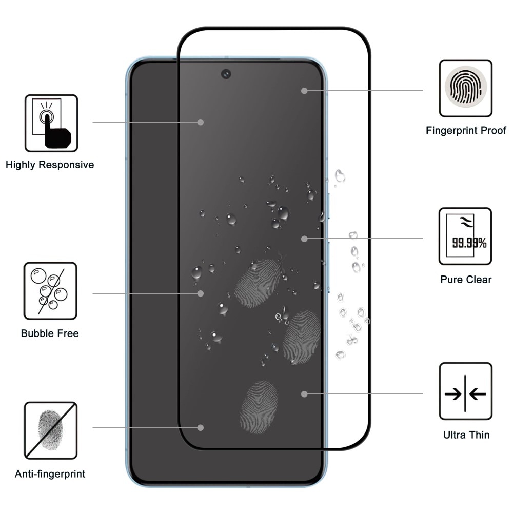 Protecteur d'écran complet verre trempé Google Pixel 9 Pro XL, noir