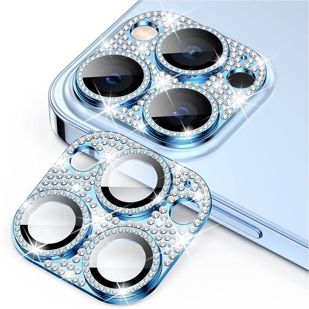 Caméra Protecteur Verre trempé Aluminium Scintillant iPhone 14 Pro, bleu