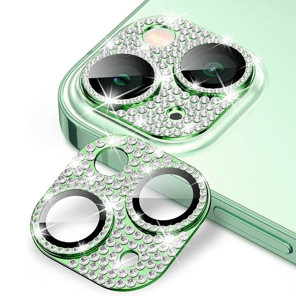 Caméra Protecteur Verre trempé Aluminium Scintillant iPhone 15, vert