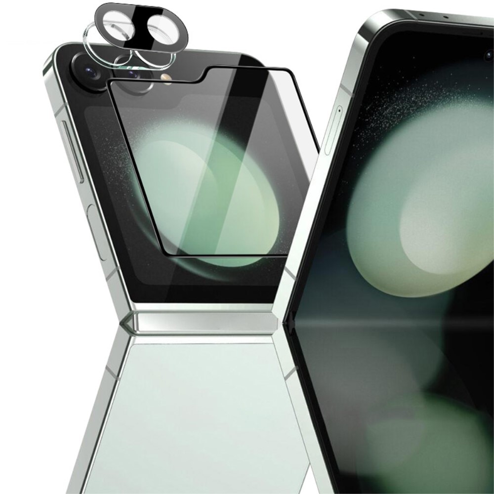 Protecteur d'objectif + Protection d'écran arriere en verre trempé Samsung Galaxy Z Flip 6, noir