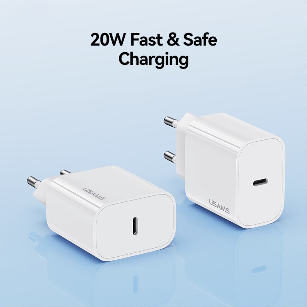 Chargeur Mural USB-C 20W, blanc