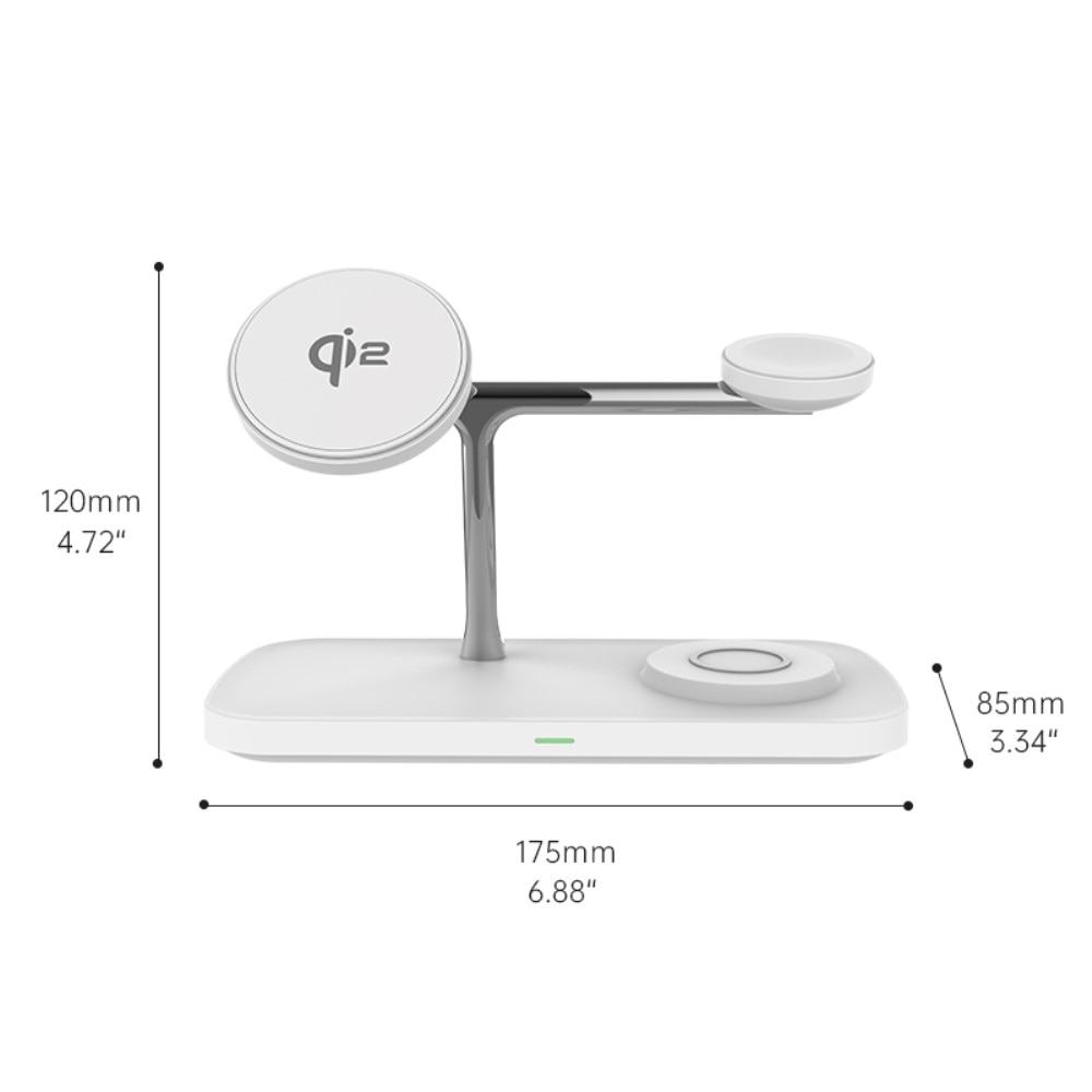 Station de Charge Sans Fil 3-en-1 Qi2 MagSafe, blanc