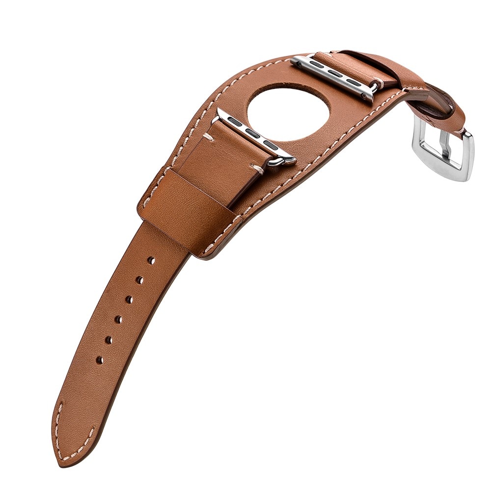 Large Bracelet en cuir Apple Watch Ultra 49mm, marron