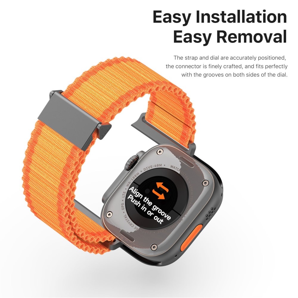 Bracelet en Active Nylon Apple Watch Series 9 45mm, orange