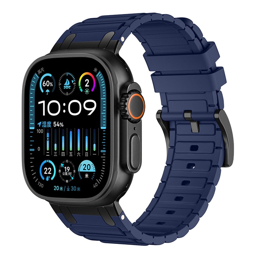 Tough Silicone Strap Apple Watch Series 9 45mm, Bleu foncé