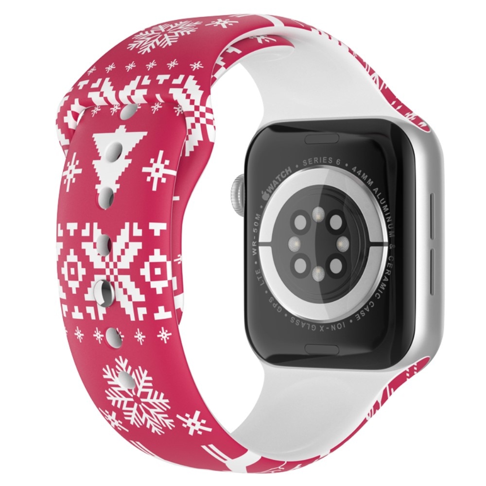 Bracelet en silicone avec Motif de Noël pour Apple Watch 41mm Series 7, flocon de neige