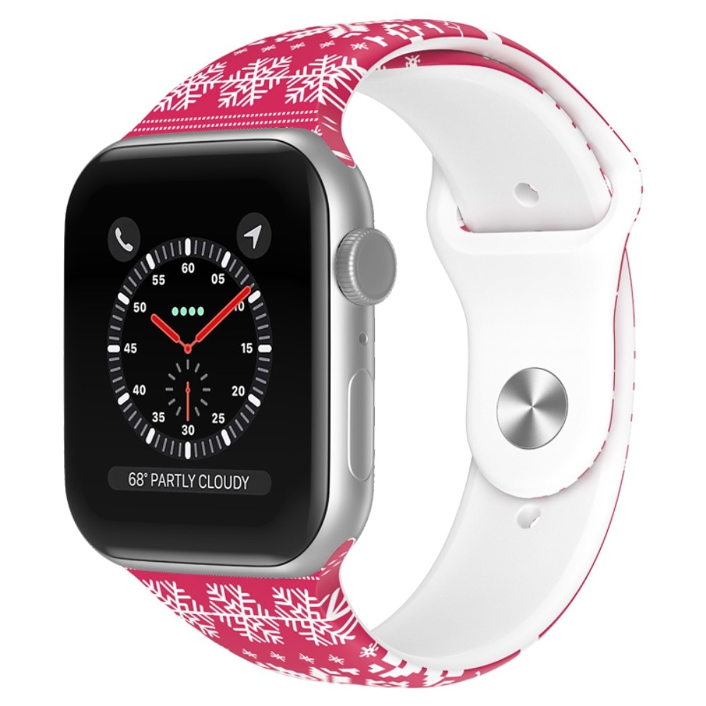 Bracelet en silicone avec Motif de Noël pour Apple Watch 41mm Series 7, flocon de neige