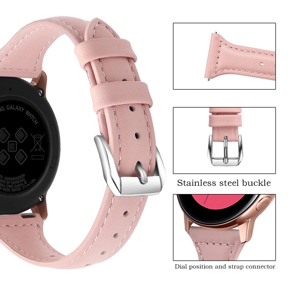 Bracelet en cuir fin Samsung Galaxy Watch Active 2 44mm, rose