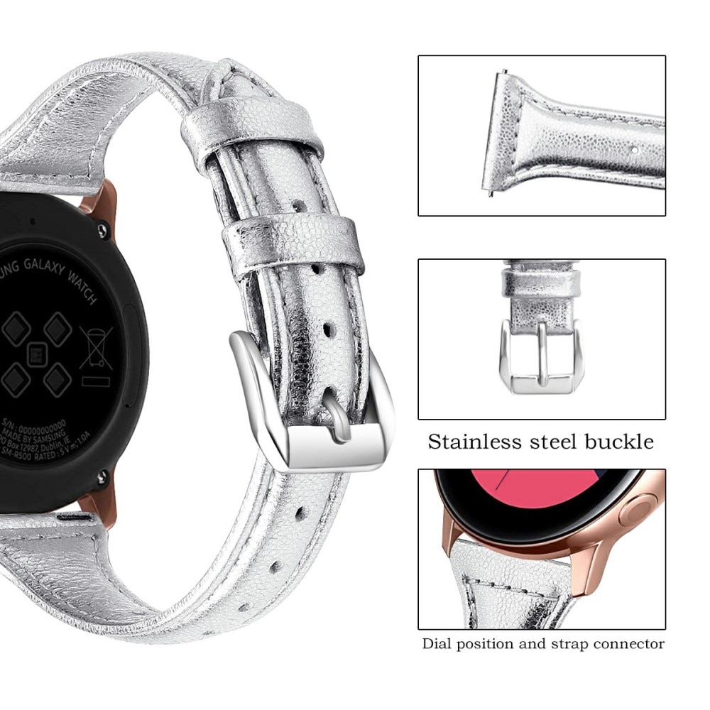 Bracelet en cuir fin Samsung Galaxy Watch 4 Classic 46mm, argent