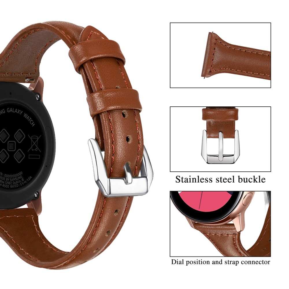 Bracelet en cuir fin Samsung Galaxy Watch 6 44mm, marron