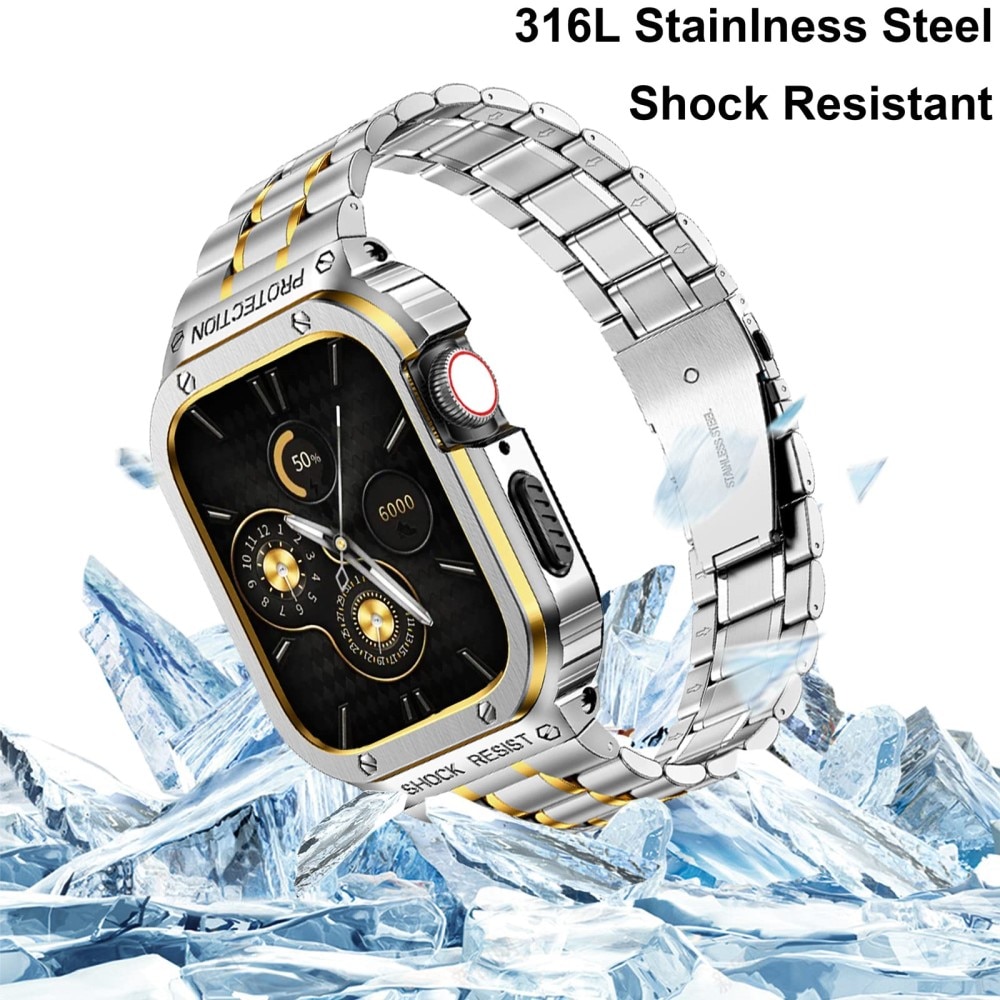 Bracelet Full Metal Apple Watch SE 44mm, argent/or