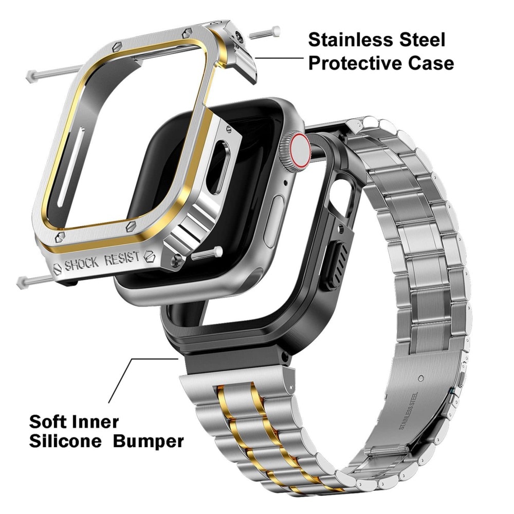 Bracelet Full Metal Apple Watch SE 44mm, argent/or