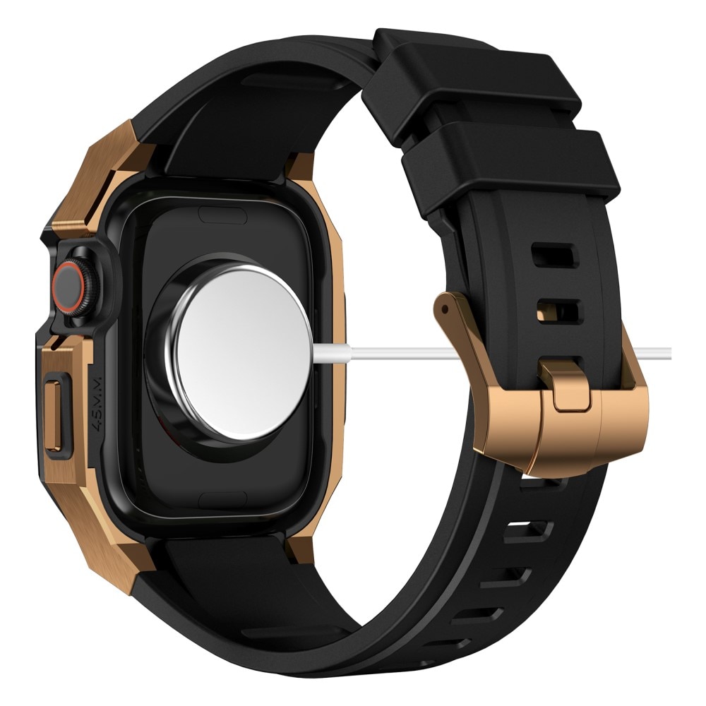 Bracelet avec coque en acier inoxydable Apple Watch SE 44mm, noir/or