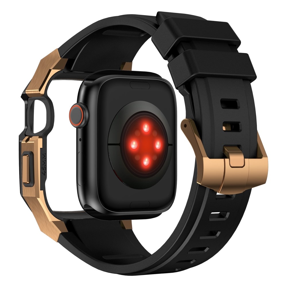 Bracelet avec coque en acier inoxydable Apple Watch SE 44mm, noir/or