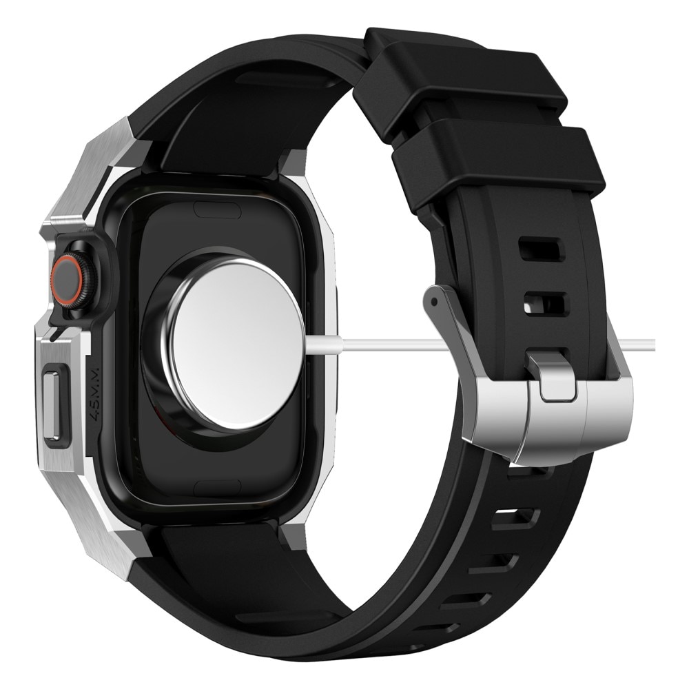 Bracelet avec coque en acier inoxydable Apple Watch SE 44mm, argent/noir