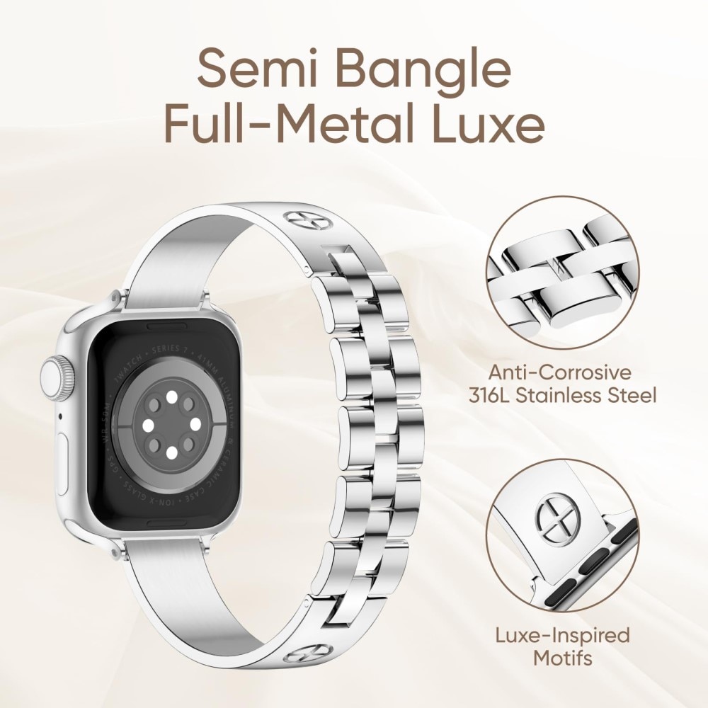 Bracelet Bangle Cross Apple Watch 41mm Series 8, argent