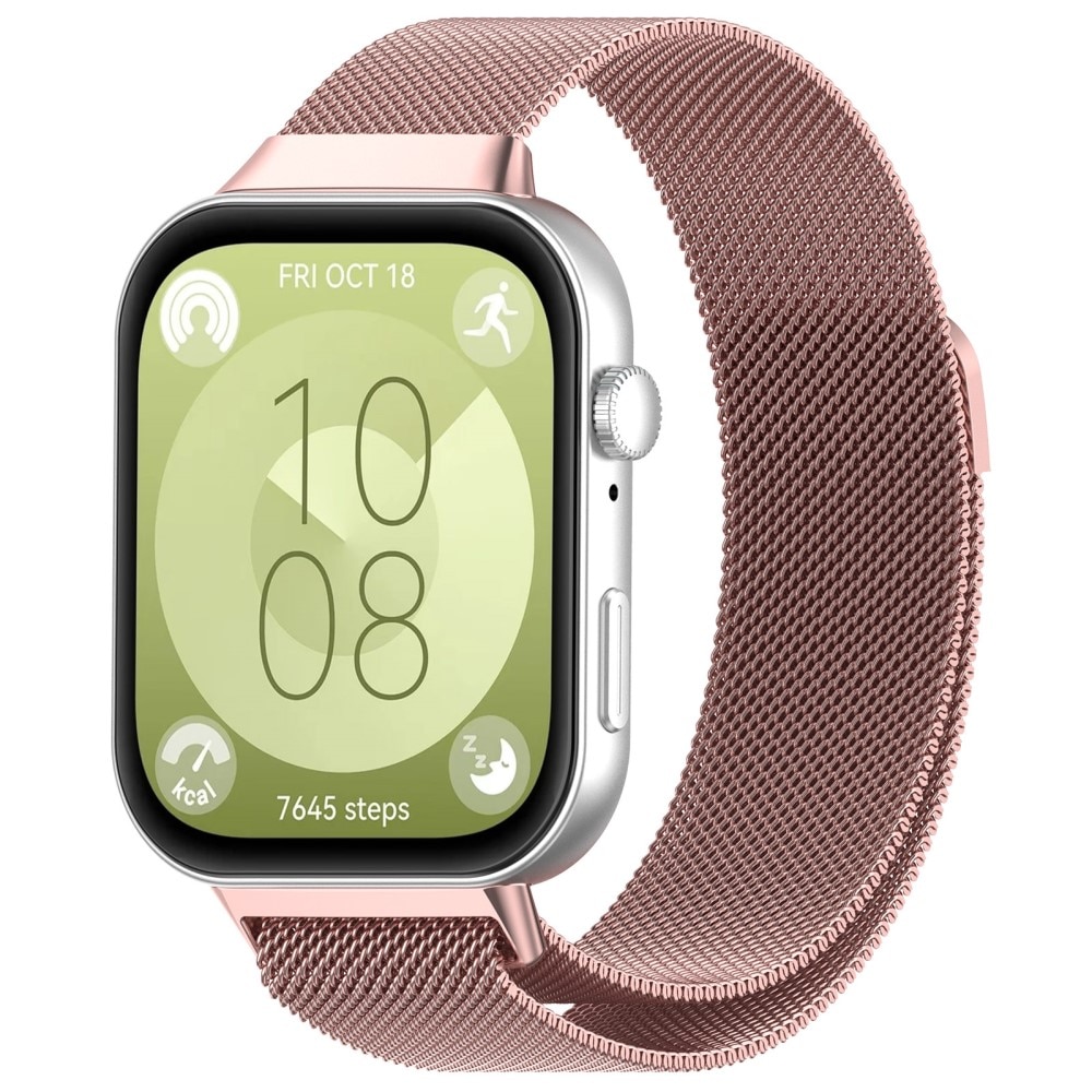 Bracelet milanais pour Huawei Watch Fit 3, rose doré