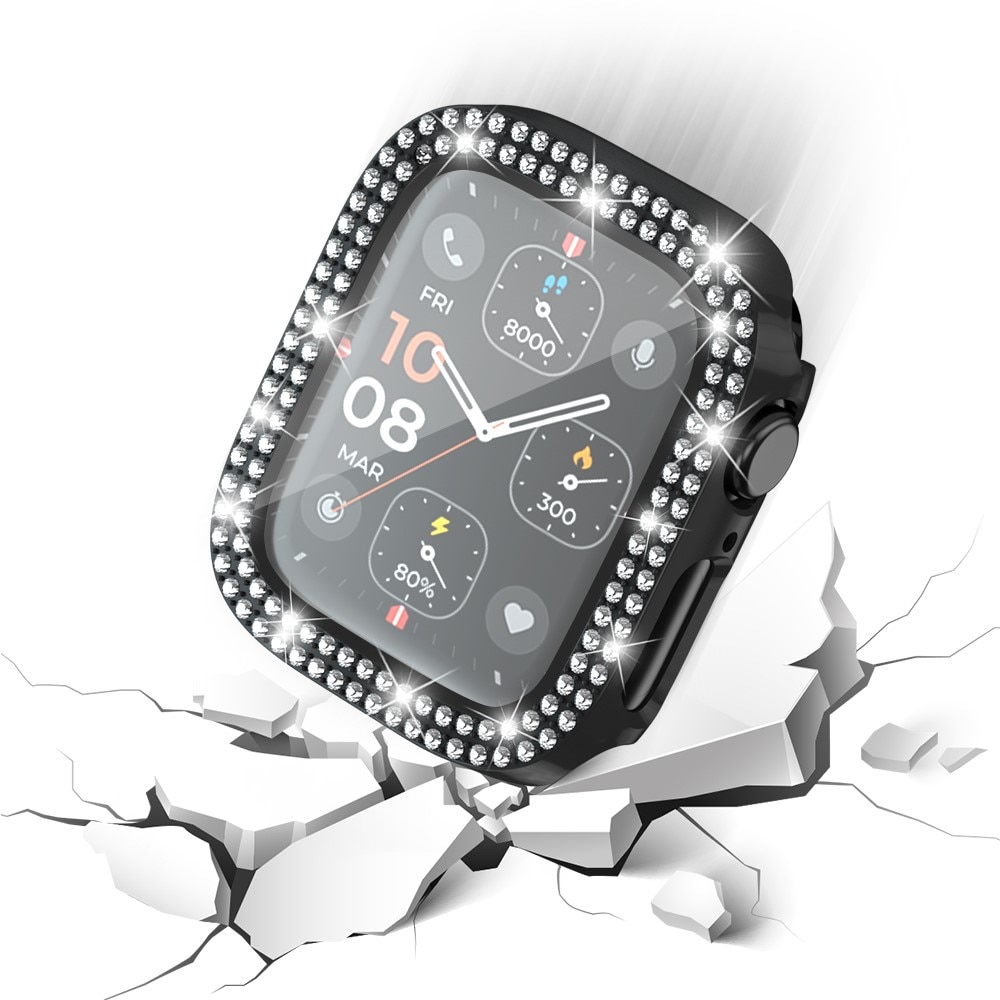 Full Cover Case Rhinestone Apple Watch SE 44mm,  noir