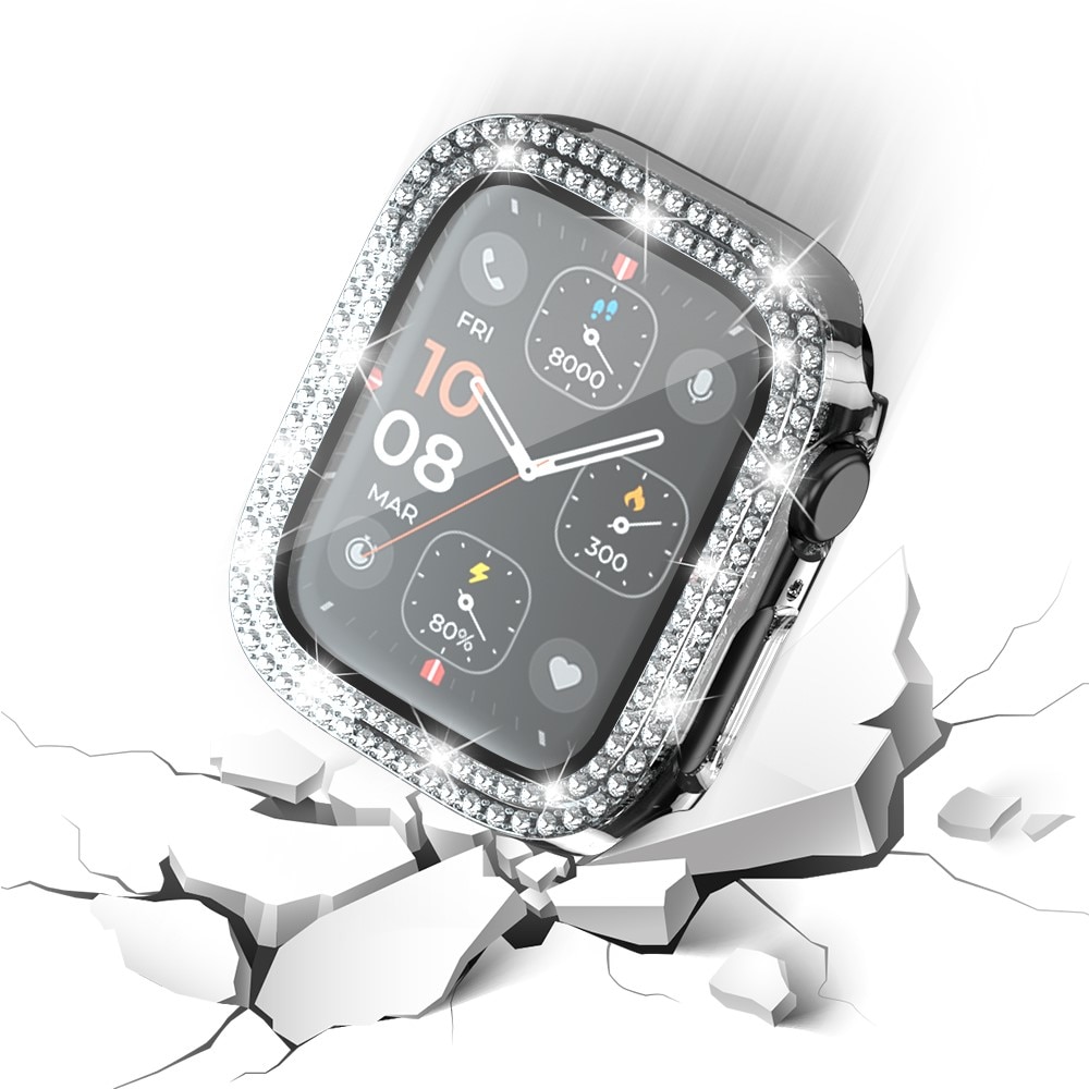 Full Cover Case Rhinestone Apple Watch SE 44mm,  argent