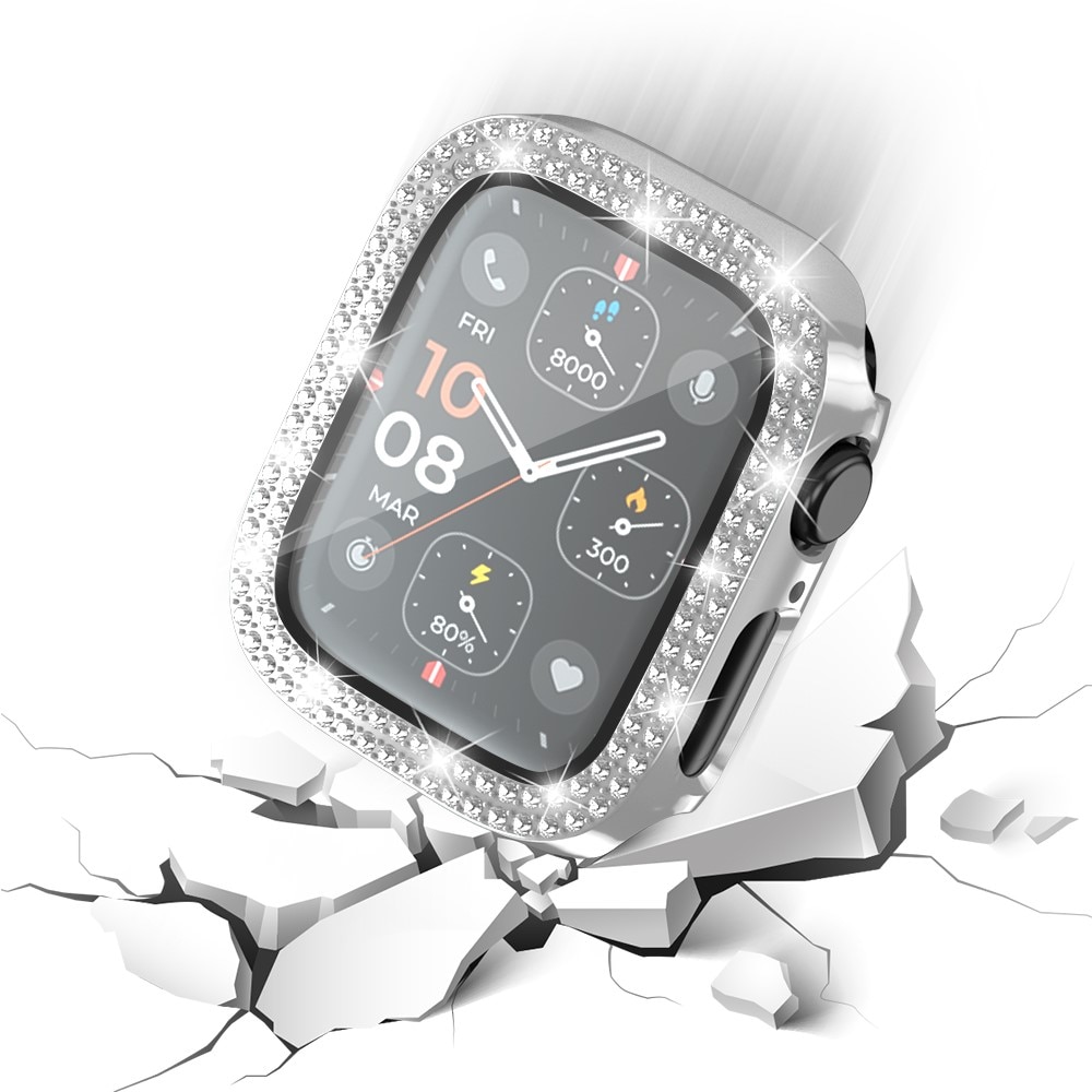 Full Cover Case Rhinestone Apple Watch Series 4-6 40mm,  argent