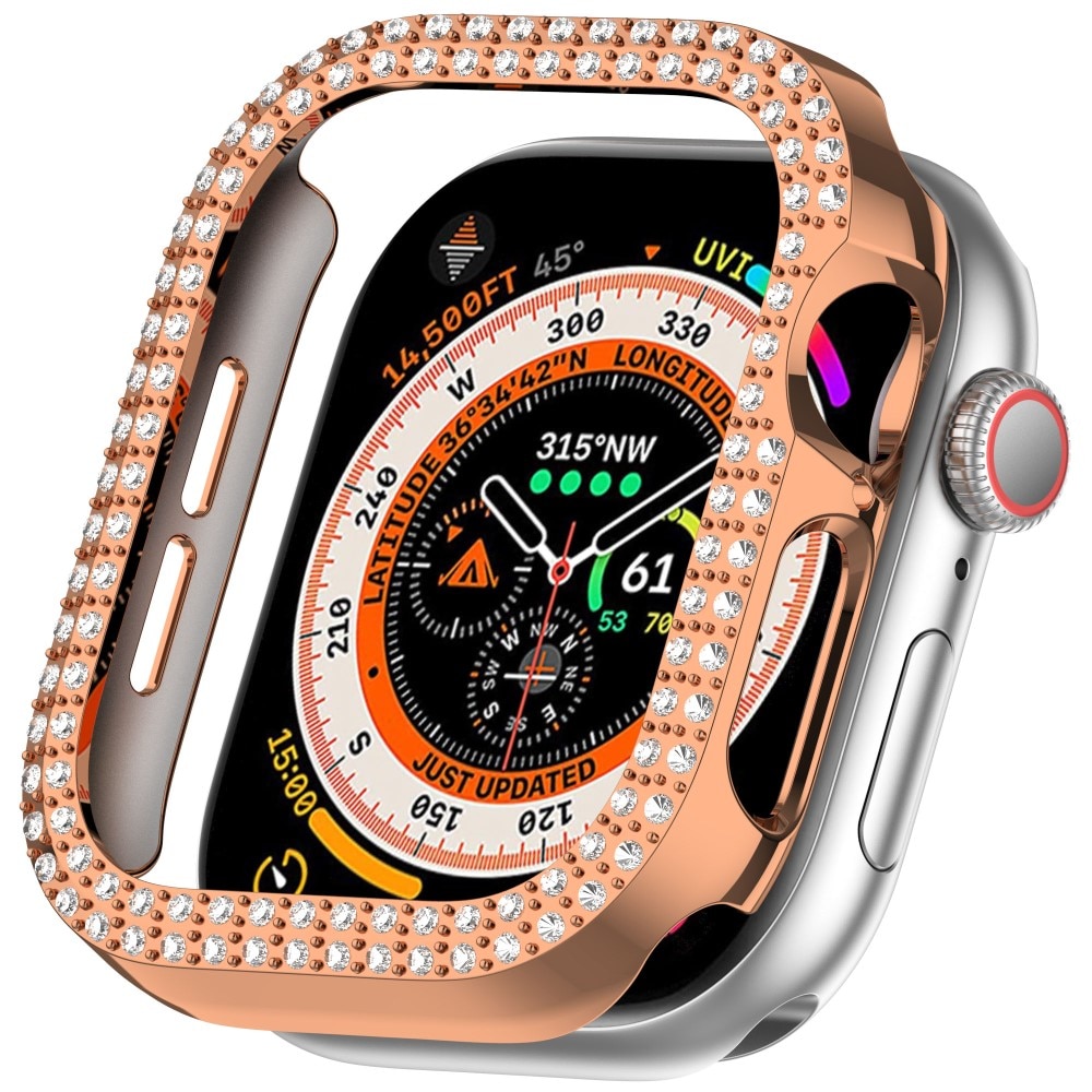 Coque Rhinestone Apple Watch Series 10 42mm, or rose