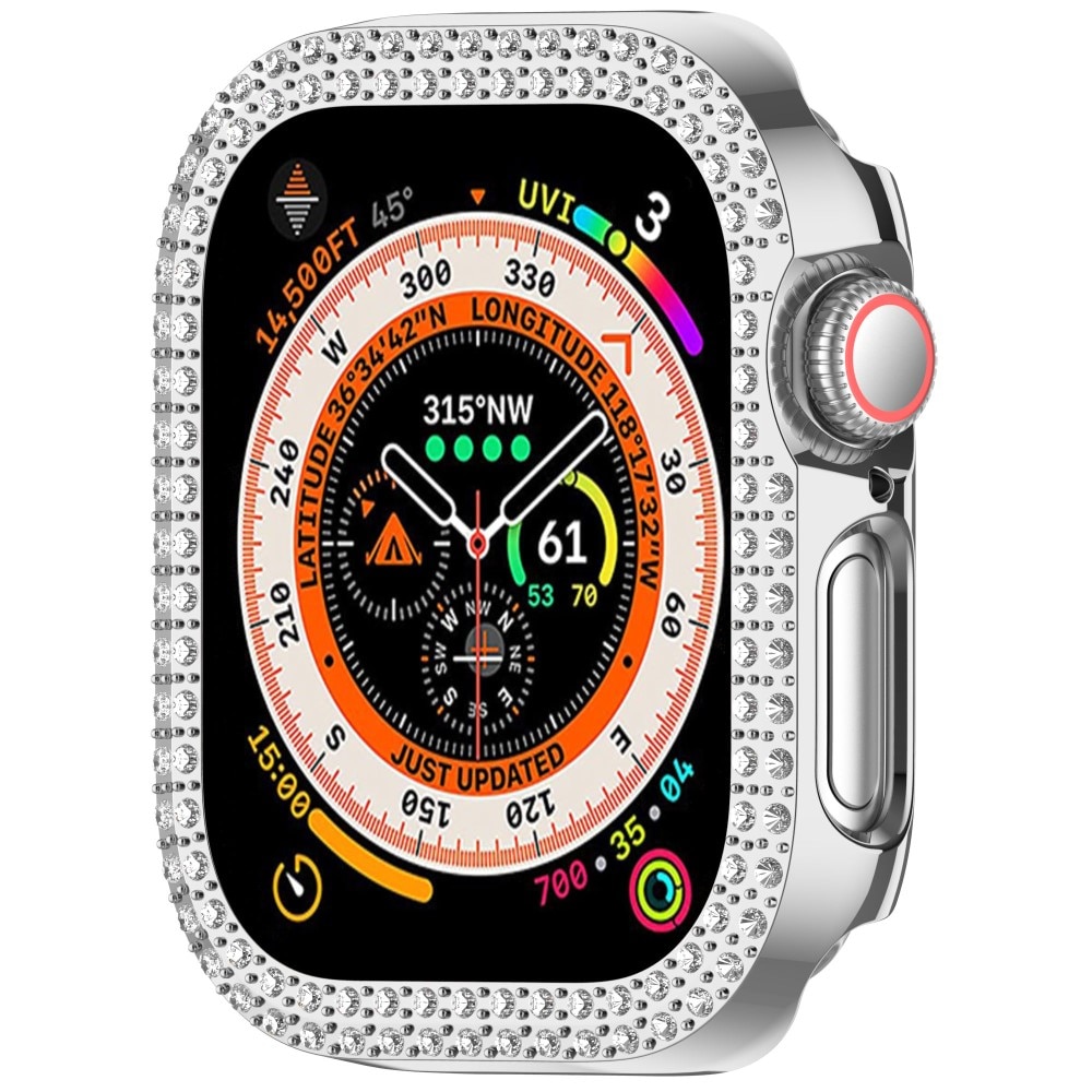 Coque Rhinestone Apple Watch Series 10 46mm, argent