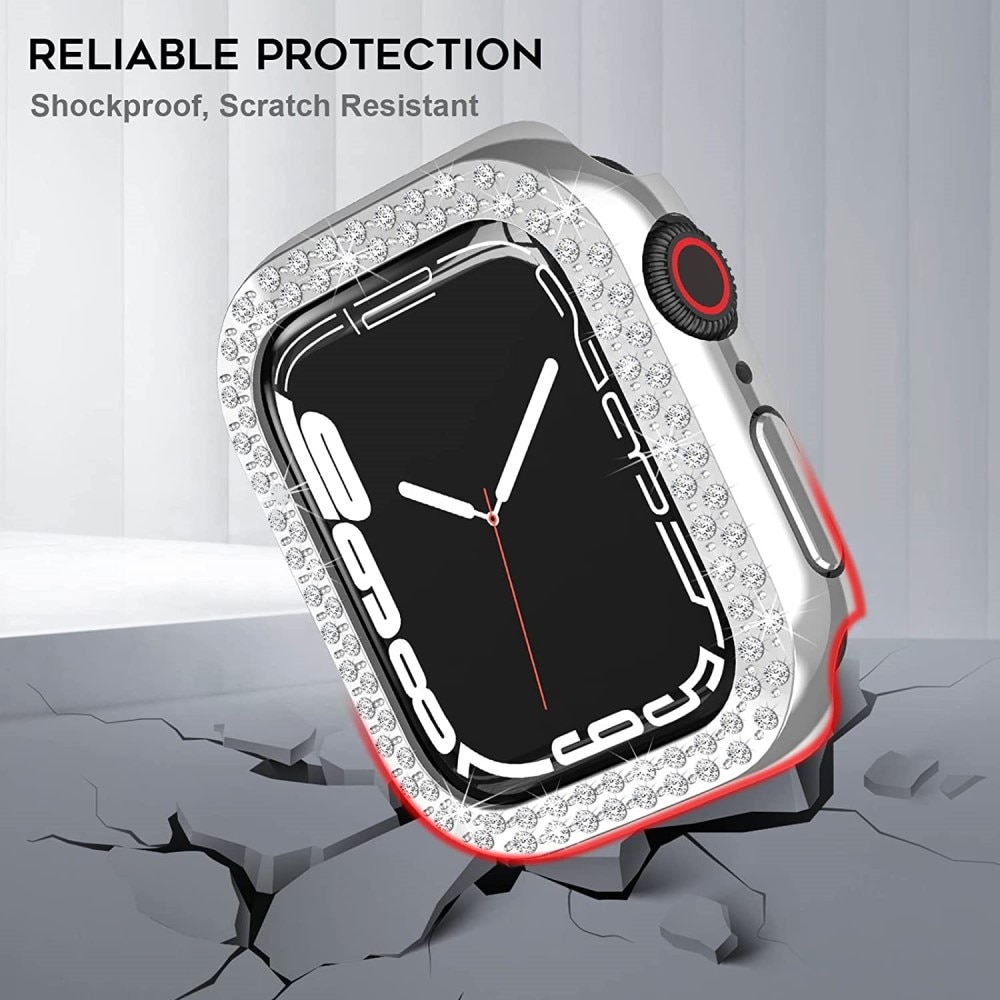 Coque Rhinestone Apple Watch 45mm Series 8 Argent